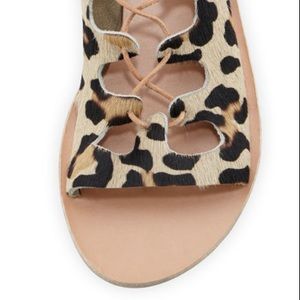 Ancient Greek Sandals
Antigone Lace-Up Calf Hair Sandal, Leopard